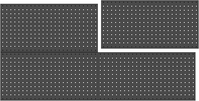WALMANN Metal Pegboard Panels for Wall Tools Storage Pegboard for Garage, Workbench, Modular Peg Board Tool Organizer Board (Black 12"*24", Pack of 4)