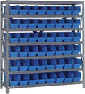 Quantum Storage Systems 1839-103BL Steel Shelving Unit with 4" Shelf Bins, 18" D x 36" W x 39" H, Blue