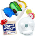 BeraTek Sponge Daddy Caddy & Under Sink Sponge Holder Combo - Kitchen Sink Organizer Keeps Sponges Dry, Odor-Free - White, Combo Pack