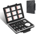 JJC 45 Slots Memory Card Case for 30 Micro SD and 15 SD Cards with AirTag Slot, Water-Resistant Anti-Shock Anti-Dust, Micro SD/SDHC/SDXC TF Card and SD/SDHC/SDXC Holder Organizer Storage