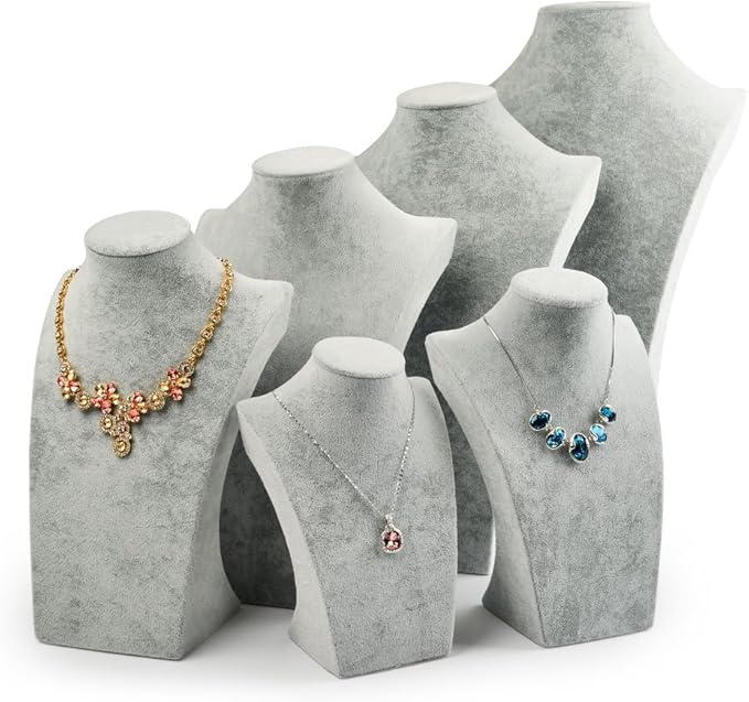 Oirlv Velvet 3-Dimensional Jewelry Stand Necklace Pendant Chain Jewelry Bust Display Holder (H13.39)