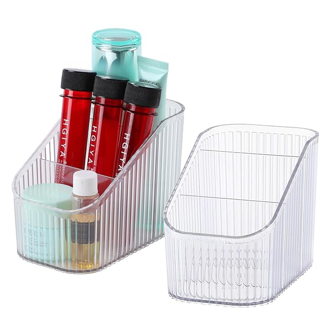 Clear Makeup Brush Holder Organizer for Vanity, Bathroom Countertop Organizer 6Cups, Toiletry Organizer, Storage & Display for Skincare, Perfume, Hairbrush, Sunglasses & Desk Accessories
