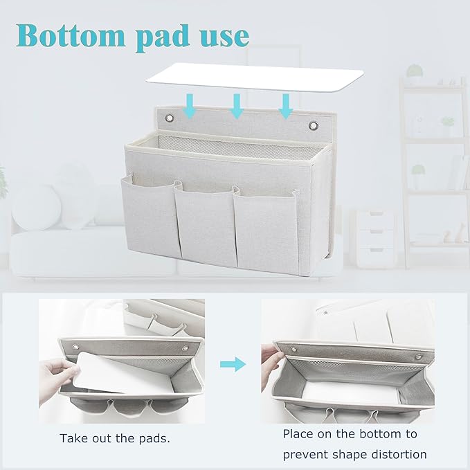 2-Pack Wall Hanging Organizer Bag/Hanging Baskets with Large Mesh Compartment & 3 Pockets，Over the Door Organizer Space Saving Storage for Bedroom,RV Camper, Closet (White-2 Pack)