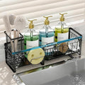 Extra Large Extendable Sponge Holder for Kitchen Sink, Rustproof Sink Caddy Organizer with High Brush Holder, Dish Soap Dispenser Organizers and Storage, Home Essentials Kitchen Countertop Accessories