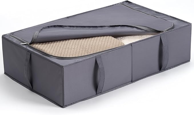 TYEERS Under Bed Storage Containers, Durable Fabric, Washable, Collapsible, Under Bed Storage Bins for Clothes, Blankets, Sheets, Shoes, 27.5x16.5x7 Inches, 6-Pack, Dark Grey