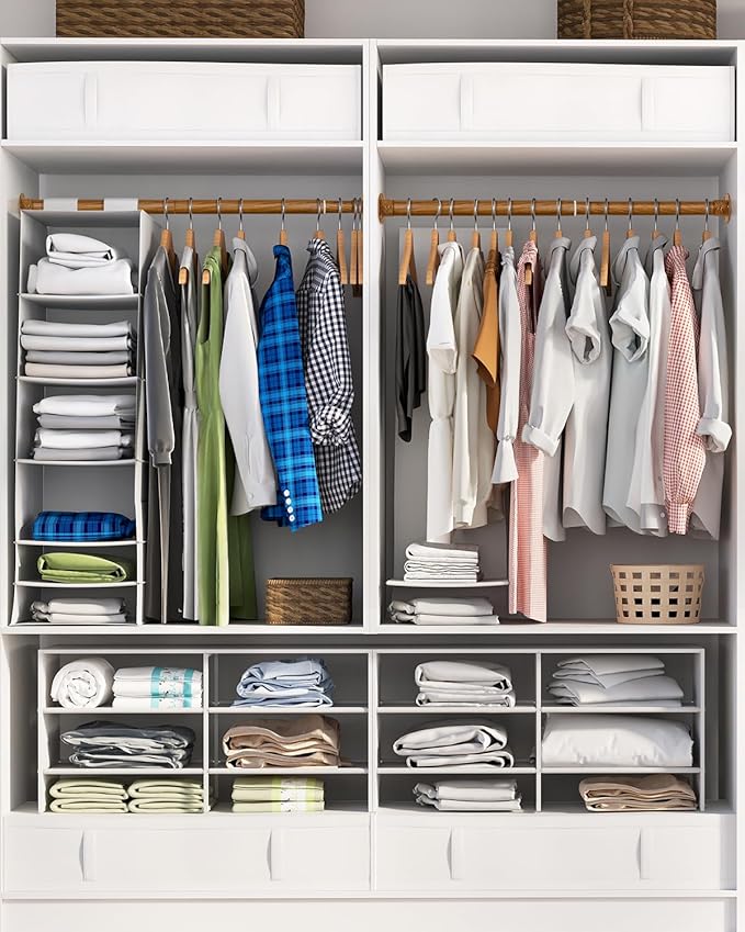 Closet Rods for Hanging Clothes, 17-52 Inch Heavy Duty and Stepless Adjustable Closet Poles, Stainless Steel Closet Hanging Rod for Wardrobes, Laundry Room, Bathroom, RV (Wood-Grain Finish)