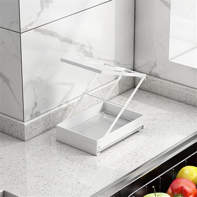 Collapsible Sink Holder Kitchen Tool Organizer Drain Tray with Cleaning Supplies Holder Storage Rack for Brushes and Detergent