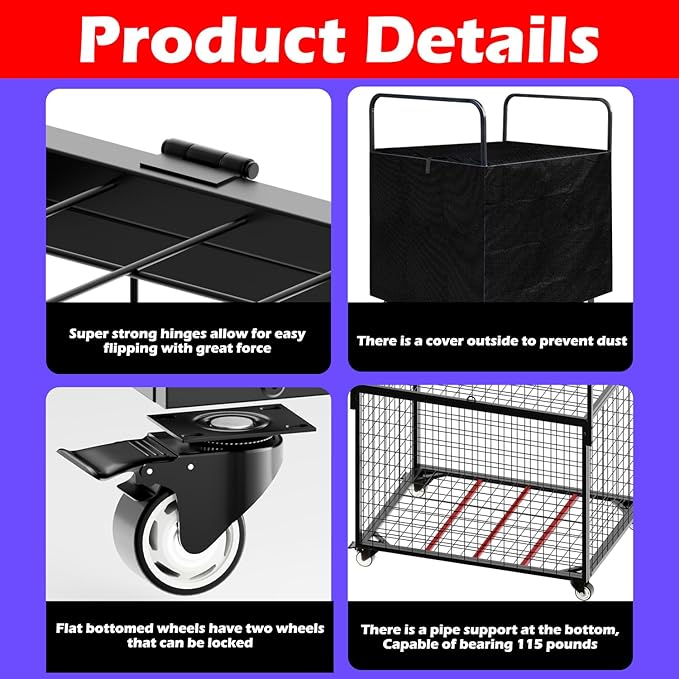 Ball Storage - Basketball Cart With Wheels Garage Volleyball Storage Sport Equipment Holder Organizer For Indoor Outdoor,Metal Storage Rack For Playgroup,Gym And School