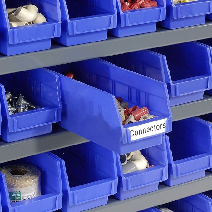 Global Industrial 7 Shelf Steel Shelving with (36) 4" H Plastic Shelf Bins, Gray Frame & Blue Bins, 36" W x 12" D x 39" H, Industrial or Commercial Storage, Assembly Required