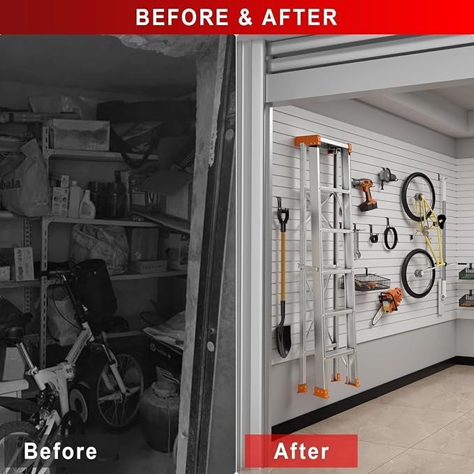 Garage Slatwall Panel Wall Organizer - Slat Wall Paneling Sheets with Hooks, Interlocking PVC Panels for Tool Organization Mounted Storage Systems