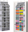 Over Door Yarn Storage Organizer Oxford Cloth Hanging Yarn Storage Organizer with 10 Deep Clear Pockets & 10 Mesh Side Pockets Extra Large Behind Door Storage for Crochet Accessories Knitting Supplies