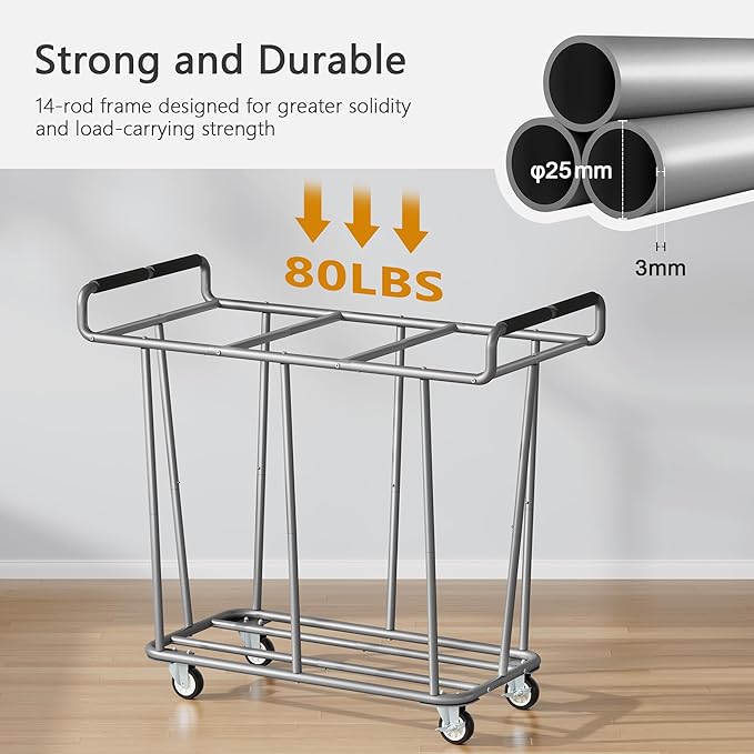 Large laundry hamper with Wheels, 360L 3 Bag Big Rolling Laundry Hamper Sorter Cart, Extra Large Laundry Clothes Hamper, Heavy Duty Laundry Basket Organizer for Laundry Room,Bathroom,Black