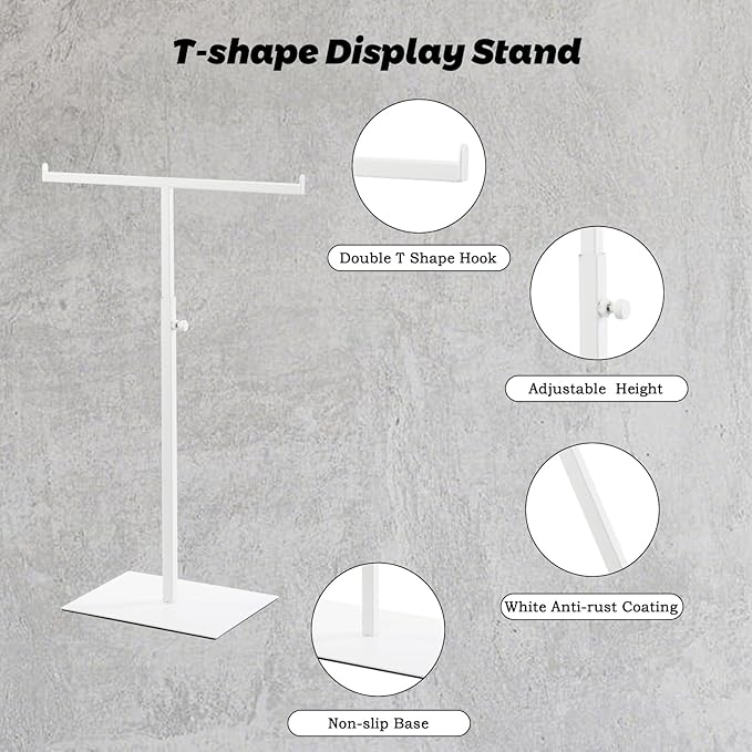 Purse Display Stand Jewelry Tower Stainless Steel Handbag Stand Jewelry Stands Tabletop for Necklaces Organizer Stand Adjustable Height Home Store Boutique, White