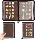Enamel Pin Display Book Pin Collection Binder Holder Trading Book with 8-Page Display Boards A5 Brooch Pin Storage Organizer Binder Album for Travel Collectors (Dark Brown)