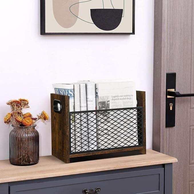 YINMIT Magazine Holder, Magazine Rack Floor, Magazine Storage Basket, File Holder Organizer, Folder Organizer for Magazines, Books, Newspapers, Tablets (Medium)