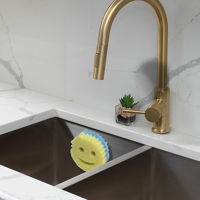 BeraTek Smiley Face Sponge Holder for Kitchen Sink – Sponge Daddy Caddy with Suction Cup Keeps Happy Face Sponges Dry & Organized – Sink Scrub Holder – White, 2 Pack