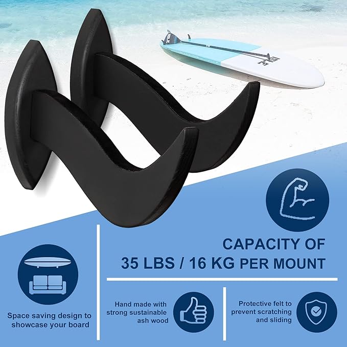 Hang 11 Surfboard Wall Mount - Surf Board Wall Hangers, Surfboard Mount, Beautiful Sustainable Wooden Rack, Perfect to Display Your Board, Surf Racks, Horizontal Hanger, Surfing Accessories