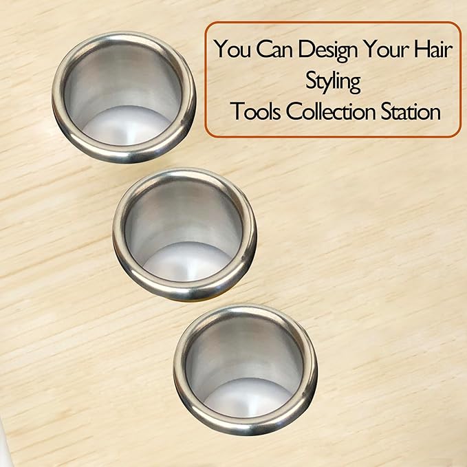 Hair Styling Station with Curling Hot Iron, Organizer Holder for Salon Appliances - 3pcs 2inch Stainless Steel Tubes