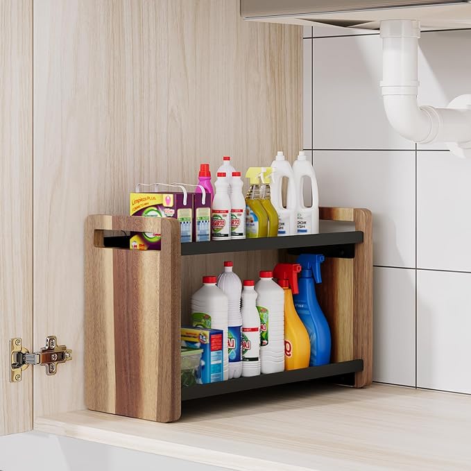 Bathroom Counter Organizer,Bathroom Counter Shelf,Bathrooms Organizers,Under Sink Organizer,Cologne Organizer for Men,Cologne Stand,Spice Rack,Cabinet Organizers(Brown 2 Tier)