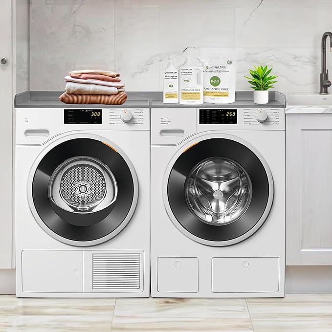 Royxen Washer Dryer Countertop, 27.4" x 54", Wood, Universal Fit, Laundry Room Organization, Grey