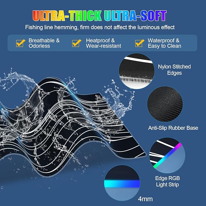 RGB Mouse Pad with Foldable Phone Stand & Wireless Charger, 31.5"x11.8" XL Gaming Mousepad Large Desk Mat, Desk Pad with Dual Charging for Phone & AirPods | 11 Colors & 5 Modes | Waterproof