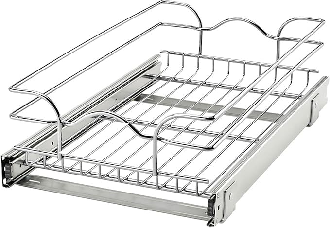 Rev-A-Shelf Kitchen Cabinet Pullout Shelf and Drawer Organizer Slide Out Pantry Storage Basket in Multiple Sizes, 12 x 20 In, 5WB1-1220CR-1