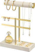 2 Tier Bracelet Holder Display - Detachable T Bar Beige Velvet Bracelet Holder, Jewelry Holder Organizer for Bracelet, Necklace, Earrings, Rings