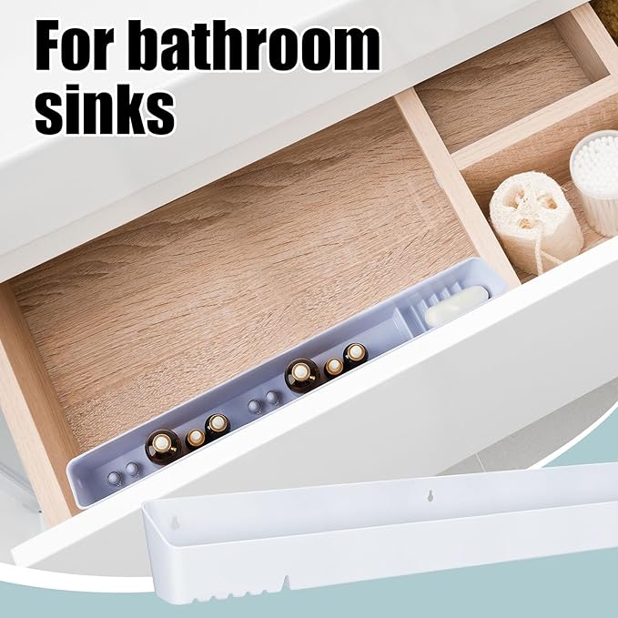 Umigy 2 Pack 24" Tip Out Tray for Sink with 2 Pairs of Hinges Front Sink Drawer Tip Out Tray Kit False Drawer Front Clips Flip Sponge Holder for Kitchen, White