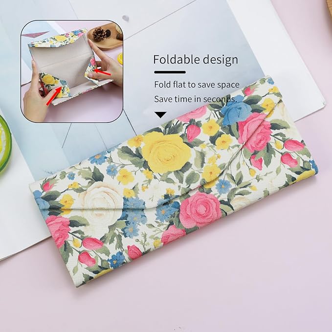 Foldable Glasses Case, Magnetic PU Leahter Sunglasses Case, Cute Hard Shell Folding Eyeglass Cases for Women Kids