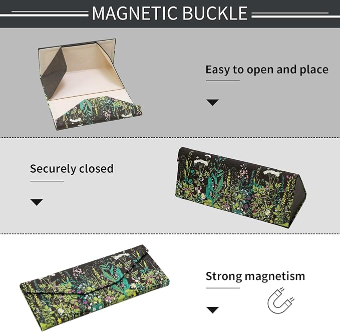 Foldable Glasses Case, Magnetic PU Leahter Sunglasses Case, Cute Hard Shell Folding Eyeglass Cases for Women Kids