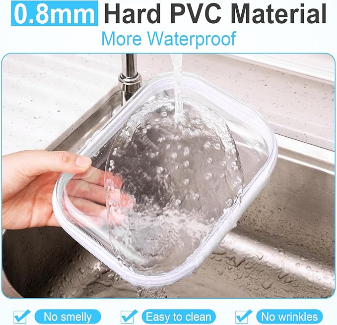 Sanwuta 6 Pcs Clear Hard Zipper Case Hard Plastic Zipper Pouches Transparent Makeup Bag Pencil Pouches for Travel Snacks Christmas Trinket Storage Organizer Box(Assorted Color,7.87 x 5.9 x 2 Inch)