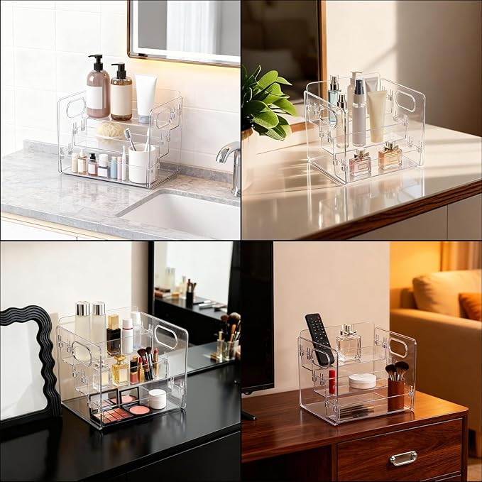 3-Tier Lotion Organizer, Body Spray Organizer, Bathroom Organizers for Perfume and Lotion The Storage Box with A Handle Is Suitable for Home Bathrooms, Bedrooms and Offices