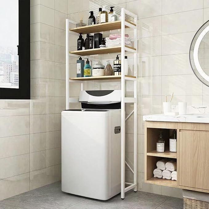 Gdrasuya10 Over The Washer and Dryer Storage Shelf for Laundry Room, 3 Tier White Washer Storage Utility Rack Shelf Laundry Storage Shelf Organizer Space Saving for Room