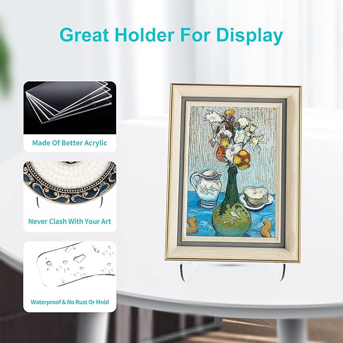 Boloyo Flat Back Acrylic Plate Display Stand , 3 Inch 2PC Clear Acrylic Display Holder Easel Base for Home Office Kitchen School Art Display