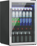 Compact 145 Can/4.5 Cu.Ft Mini Fridge For Soda, Beer Or Wine, Portable Small Beverage Refrigerator With Digital Display&Removable Shelves &Reversible Glass Front Door For Office, Dorm, Bar