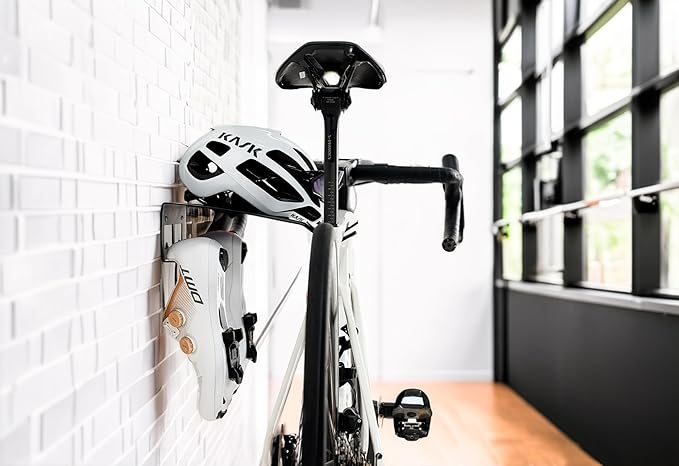 Bike Wall Mount Rack with Gear Hooks – Horizontal Bike Rack shelf- Bicycle Storage Hanger for Garage or Indoor Use - Bike Storage Wall Mount System