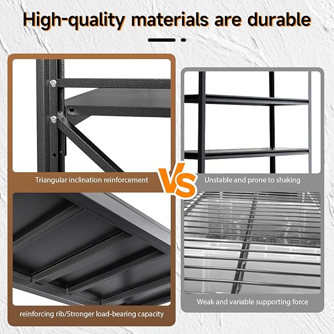 3000LBS Storage Shelves,48" W Garage Shelving Heavy Duty 4 Tier Metal Storage Rack Shelf，Industrial Shelving Adjustable Shelf for Basement Warehouse 48" W x 24" D x 70" H，Black