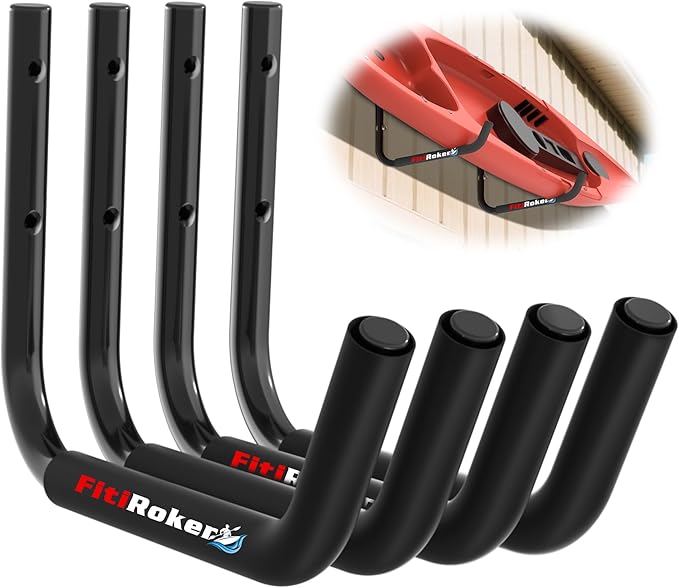 Kayak Storage Rack – 100LB Wall Mounted Kayak Hook with EVA Padding | Kayak Wall Mount & Kayak Rack for Garage | Garage Storage Hooks for Canoes, Paddle Boards, Ladders, Bikes (Round Tube)