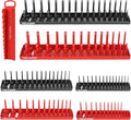 TOOLEAGUE 7Pcs Socket Organizer Tray and Magnetic Wrench Holder Set,Red SAE & Black Metric, 1/2", 1/4", 3/8" Socket Storage Trays for Tool Box Drawer