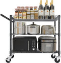 YNN Utility Rolling Cart,990Lbs 3 Tier Heavy Duty Metal Cart with Wheels & Handle NSF Wheeled Cart 31" D x 18" W x 33" H for Bedroom, Bathroom, Kitchen,Garden,Decor,Serving