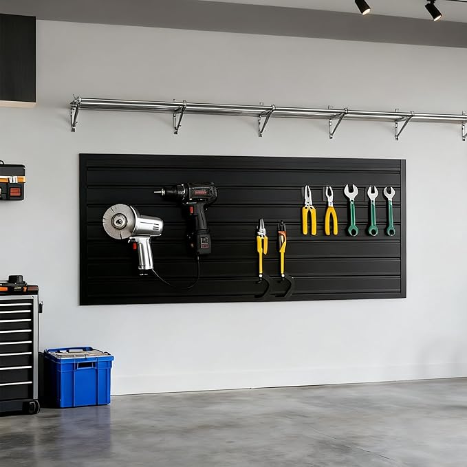Yuzzy Slat Wall Paneling 2 x 4ft, Garage Slatwall Panel Wall Storage Systems, Heavy Duty PVC Garage Wall Organization (Black)