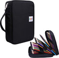 JAKAGO 220 Slots Colored Pencil Case Large Capacity Pen Holder for Artist Painter Zipper Organizer Bag for Marker Highlighter Storage Case for Office Sketch Travel Supplies (Black)