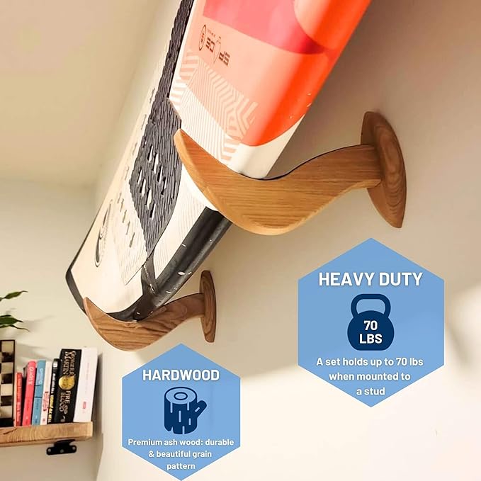 Hang 11 Surfboard Wall Mount - Surf Board Wall Hangers, Surfboard Mount, Beautiful Sustainable Wooden Rack, Perfect to Display Your Board, Surf Racks, Horizontal Hanger, Surfing Accessories