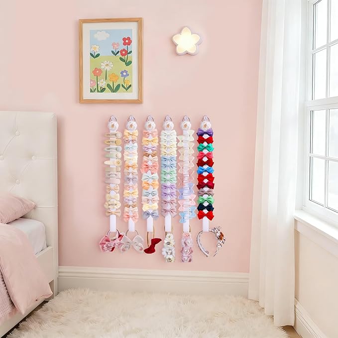 6PCS Bow Holder Hair Bow Organizer,Baby Decorative Hair Accessories Organizer,Flower Hair Clips Storage Bow Holder for Girls Hair Bows,Room Nursery Wall Hanging Decors (hua-6-B) (hua-6-B) (hua-6-B)