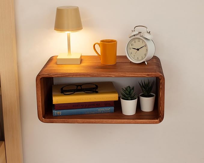 Floating Nightstand Wooden, Bedside Table, Nightstand Shelf, Handmade, Wall Mounted Bedside Shelf, Minimalist and Unique Style (Paris)