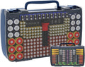 Battery Organizer Storage Holder Box Case with Tester- 269 Batteries Double-Sided Variety Pack, Holds AA AAA 4A C D Cell 9V 3V Lithium LR44 CR2 CR123 CR1632 18650 Button- Blue (Box Only)