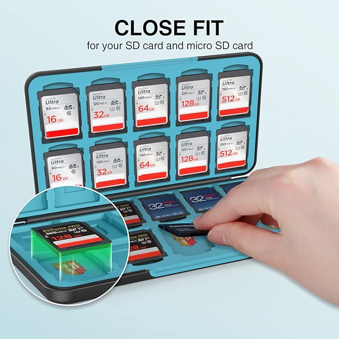 HEIYING Memory Card Case for SD/TF Cards,Portable SD Card Holder Storage Case Compatible with 20 SDXC SDHC and 20 TF Cards Slots
