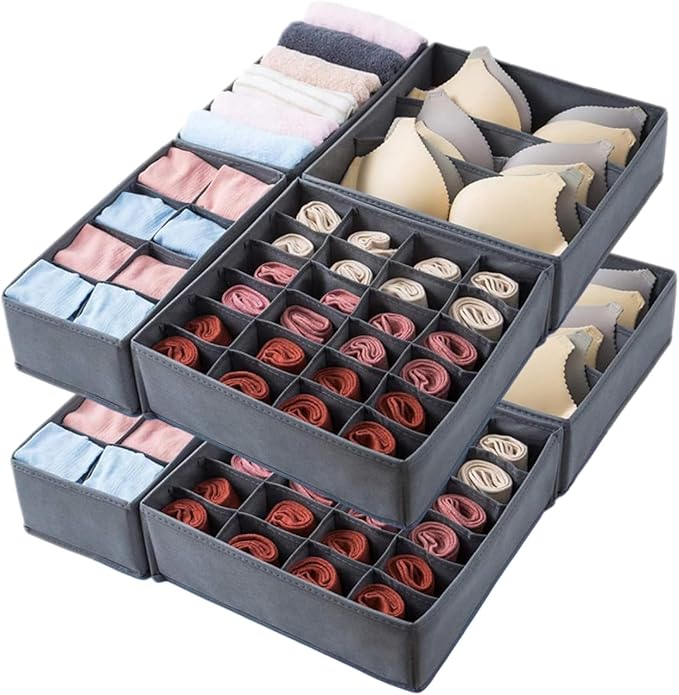 Dresser Drawer Organizer 8 Pack Clothes Underwear Sock Storage Dark Gray Drawer Dividers Grey Foldable Closet Organizer Storage Box Dresser Drawer Organizers