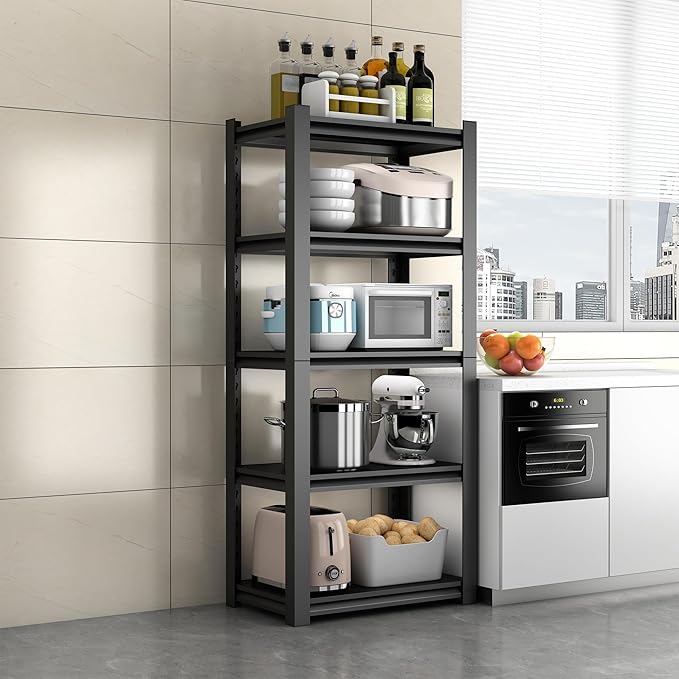 2500LBS Storage Shelves 5 Tier Garage Shelving Heavy Duty Adjustable Shelving Unit Metal Storage Rack for Basement, Pantry, Kitchen, Warehouse 15.8" D x 23.6" W x 63" H
