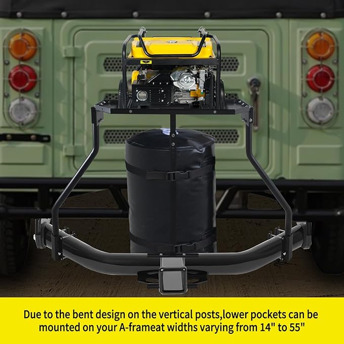 Trailer Tray RV Generator Mount, Front Mount Cargo Carrier & Storage Rack for Travel, A-Frame Mounted Tray (Black)
